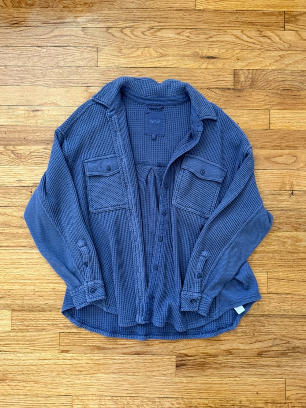 aerie Dusty Blue Waffle Knit Top